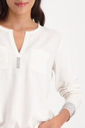 JERSEY BLOUSE W/JEWELRY DETAIL