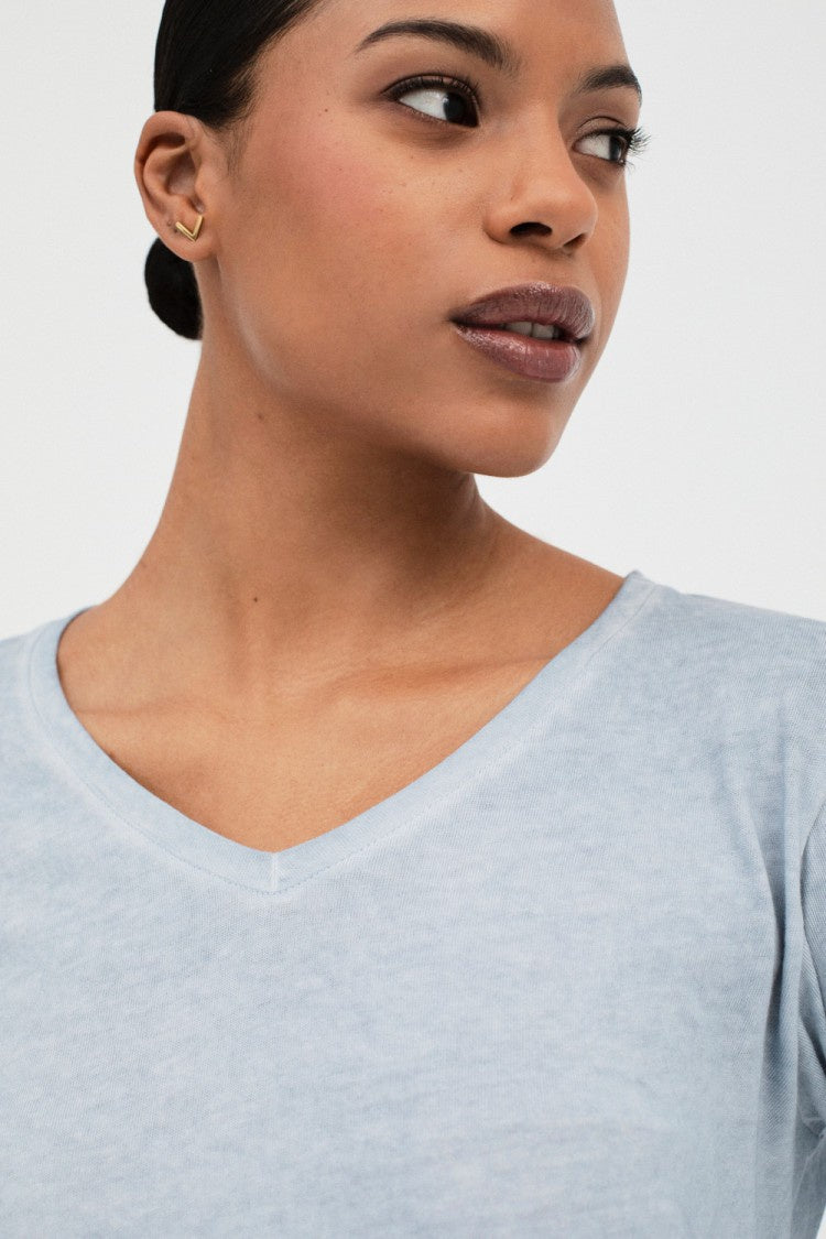 LOUIS VNECK TSHIRT GREY/BLUE