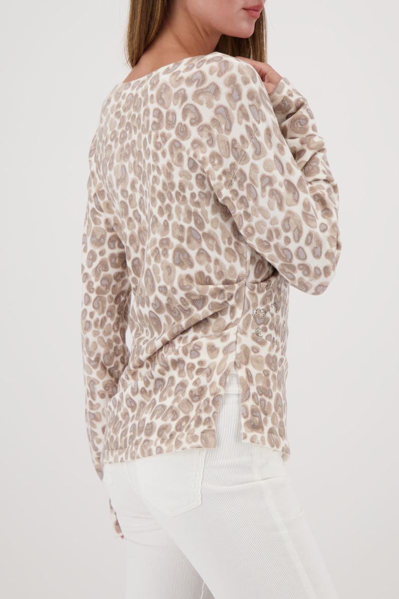 SWEATER W ALL OVER LEOPARD PRINT