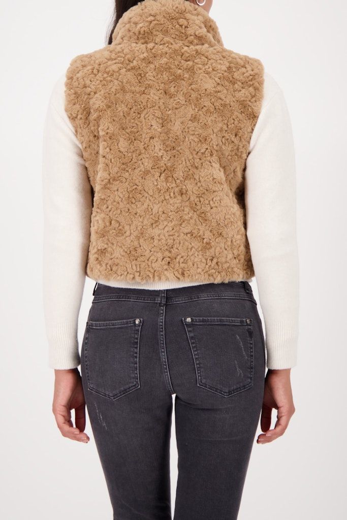 FAKE FUR WAISTCOAT - COGNAC