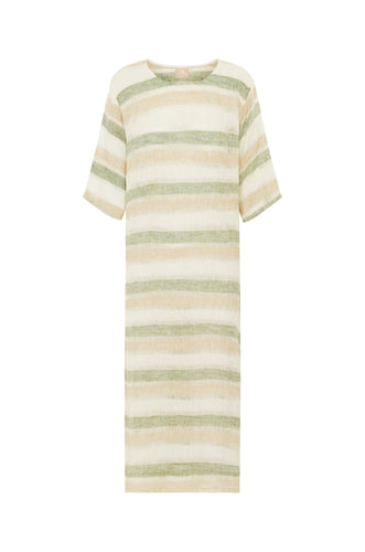 MARIA DRESS - SAGE STRIPE
