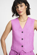 GILET ROSE DOUX STRIPED