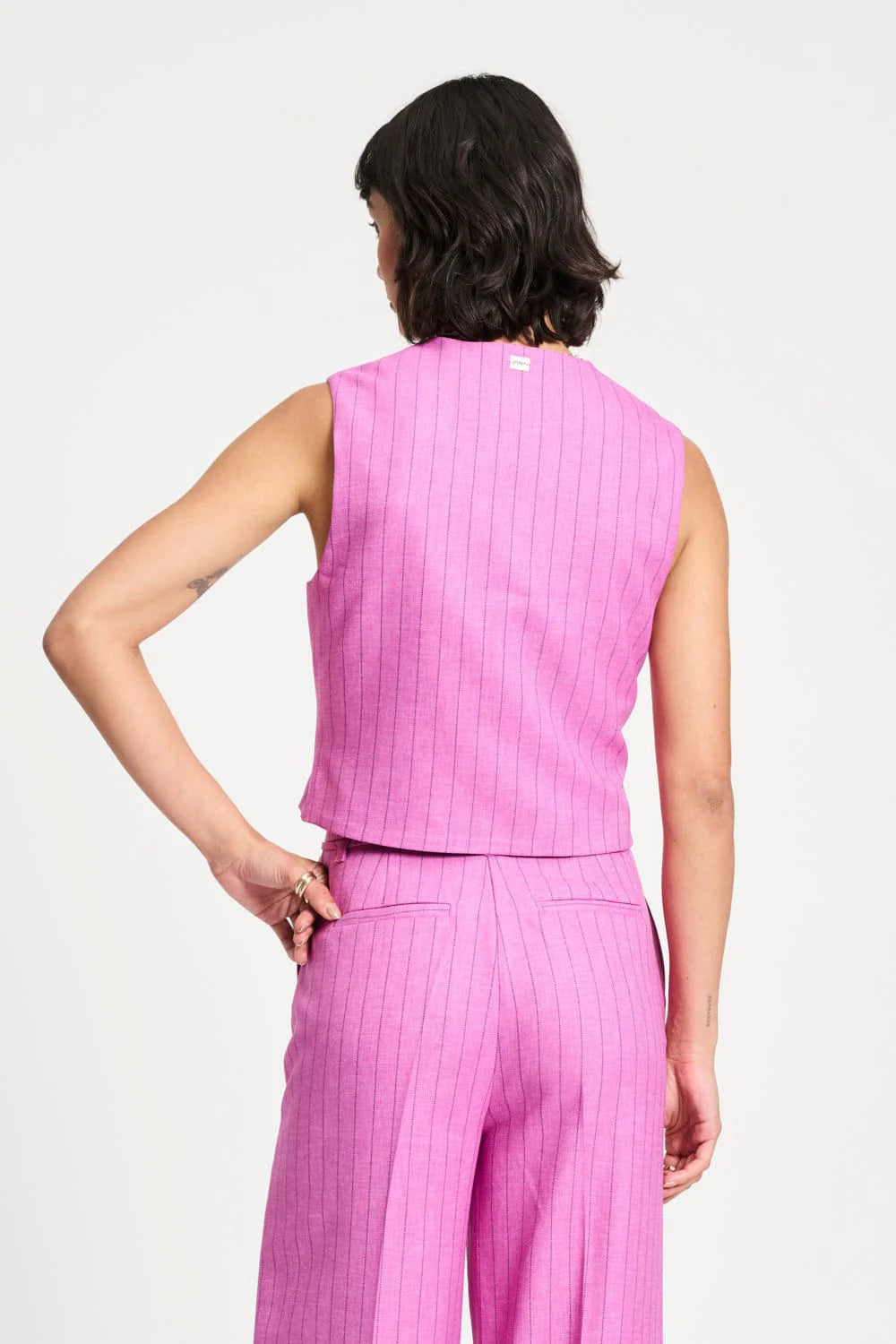 GILET ROSE DOUX STRIPED