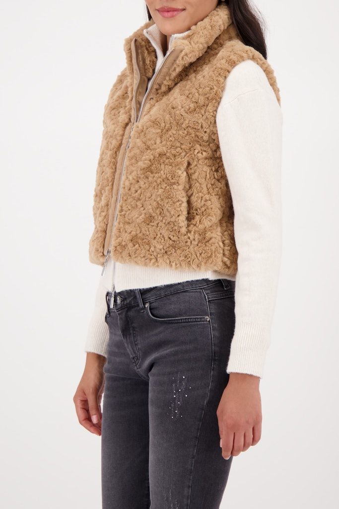 FAKE FUR WAISTCOAT - COGNAC