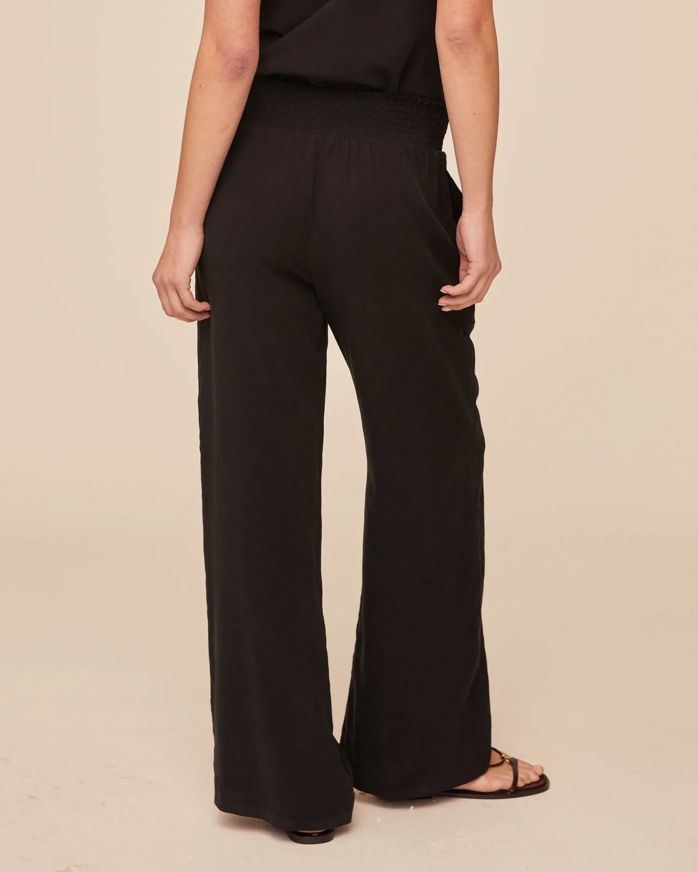 SMOCKED WAIST WIDE LEG