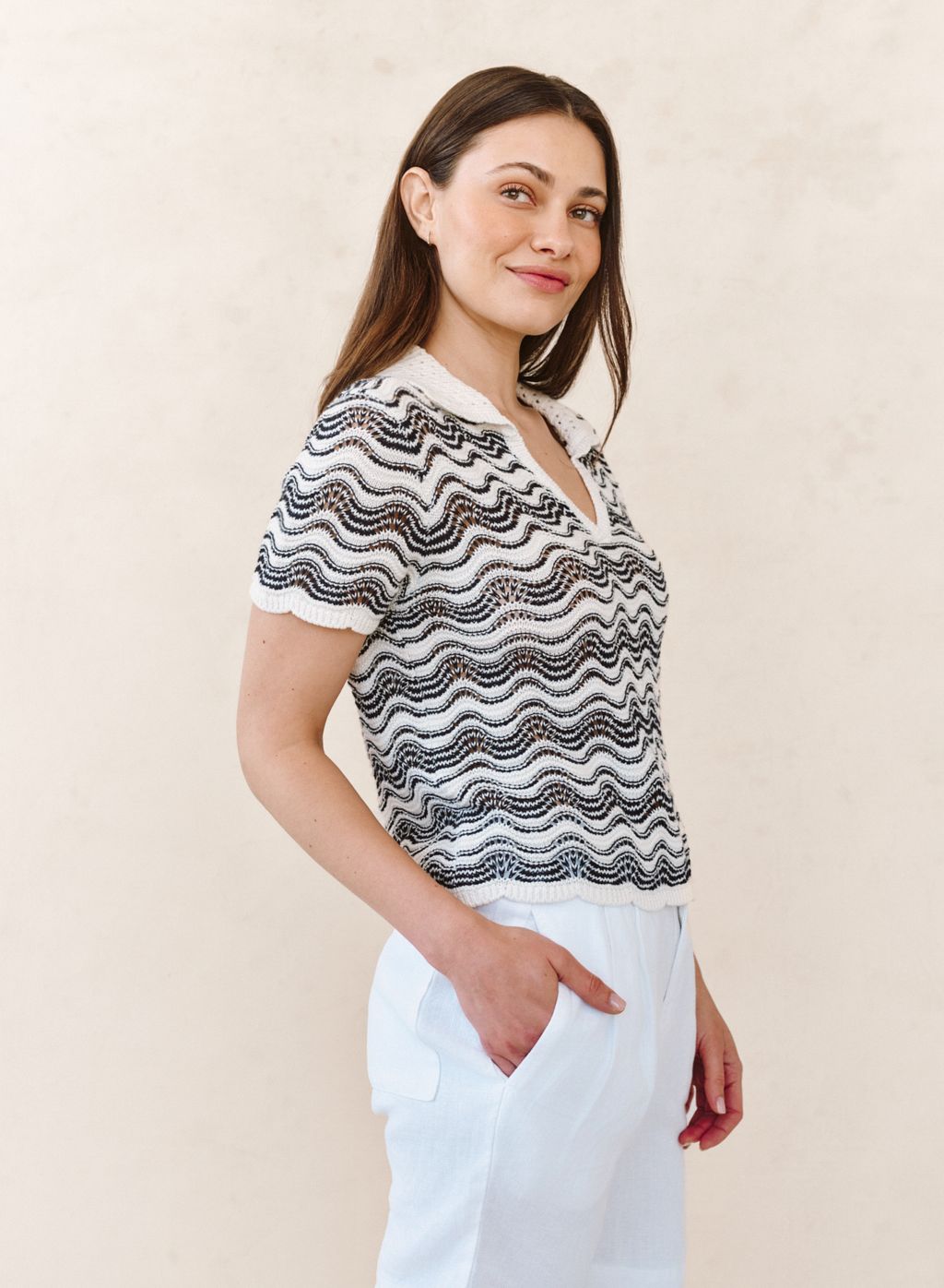 SWEATER SS COLLAR -MOONLIT WAVES