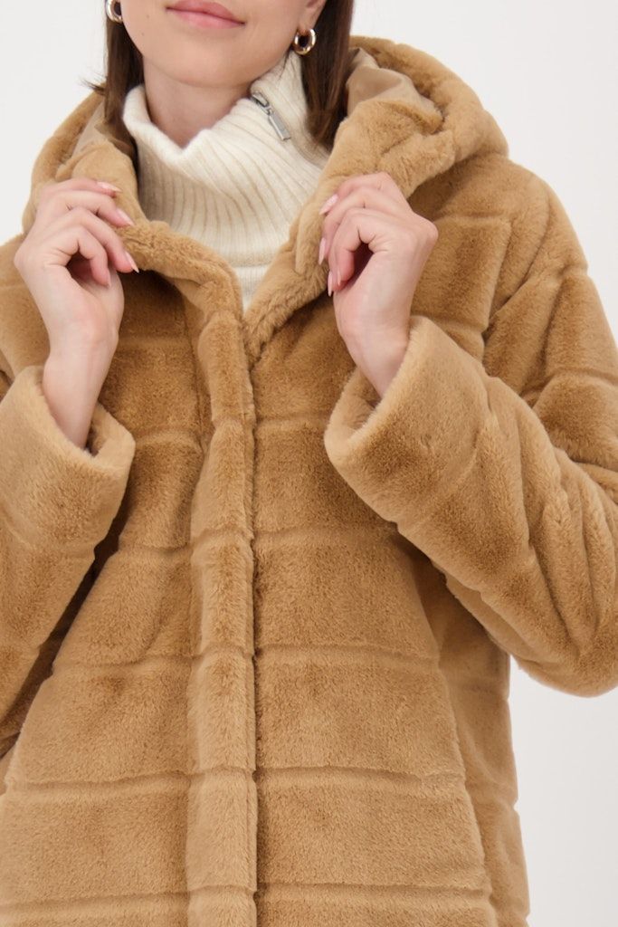 FAKE FUR COAT - COGNAC